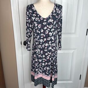 J. Jill Floral 3/4 Sleeves Pullover Dress Sz S